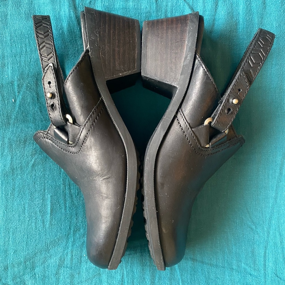 Teva Black Leather Sling-Back Mules Women’s 9 Convertible